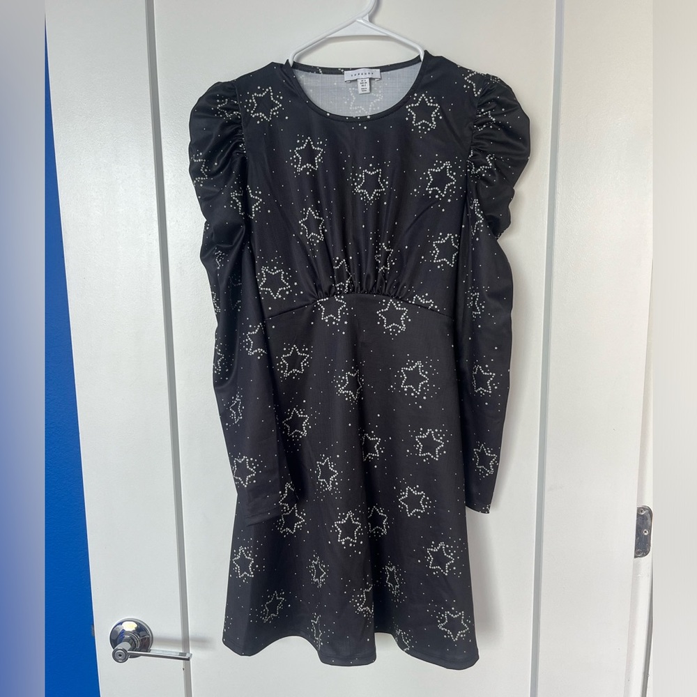 Topshop Star Print Puff Shoulder Dress